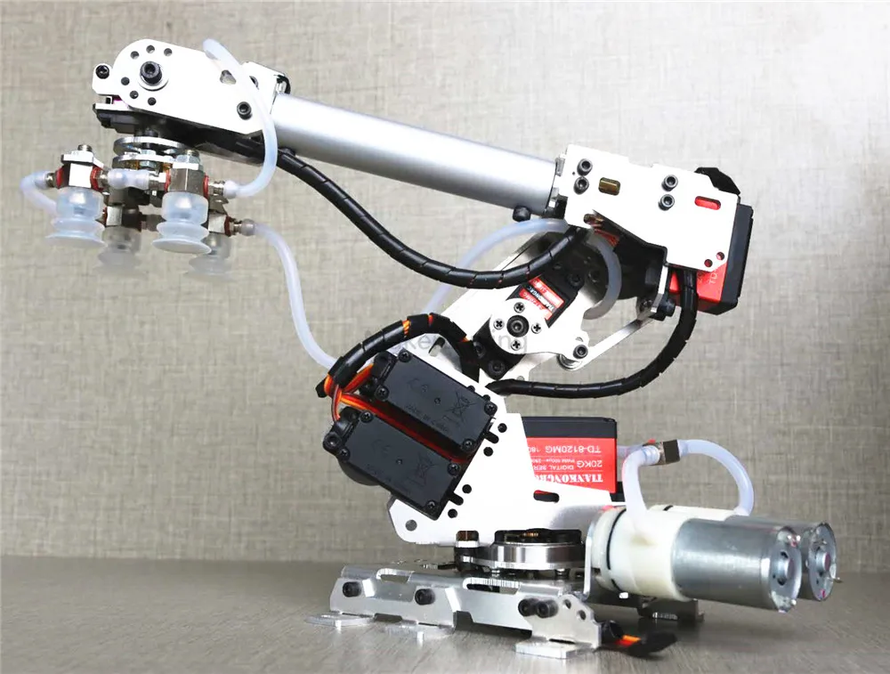 Bomba de aire de brazo mecánico 6DOF, robot industrial de aleación de aluminio, modelo de robot de seis ejes, succión arduino 201