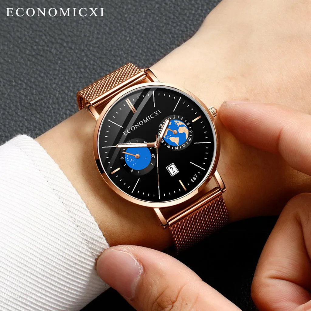 

Fashion Simple Mens Watches Stainless Steel With Luminous Small Dial Quartz Wrist Watch Clock Gift Business Watch reloj hombre