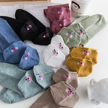 

Korean Kawaii Heel Smile Face Women's Socks Cotton for Spring Summer Japanese Funny Socks Women 8 Colors 50902