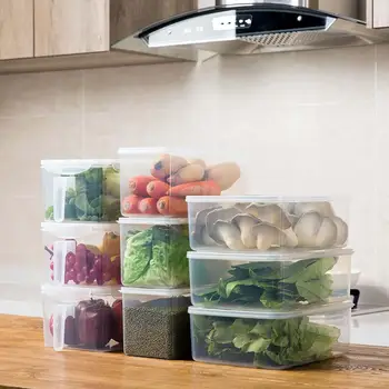 

1Pc Large Kitchen Food Storage Containers Clear Sealed Box Food Container Refrigerator Organizer Plastic Boxes with Handle