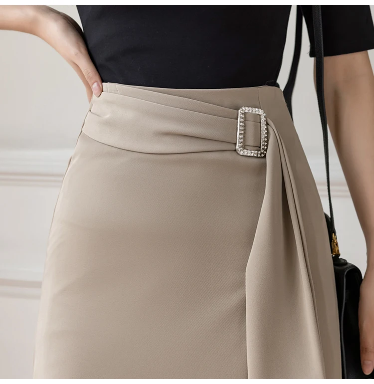 midi skirt High Waist Mid-Length Bag Hip Split Irregular Skirt Women's Black A-Line Skirt Long Autumn 2021 New Korean Fashion fairycore maxi skirts for women