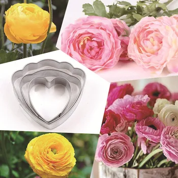 

clay ranunculus cutter set cookie Biscuit cake fondant Special Clamp Stainless Steel Die Cutting Paper 3D Flower Embossing Tools