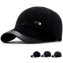 Новая осенне-зимняя мужская бейсбольная кепка, сохраняющая тепло, Вельветовая мужская шапка с защитным ухом, утепленная флисовая