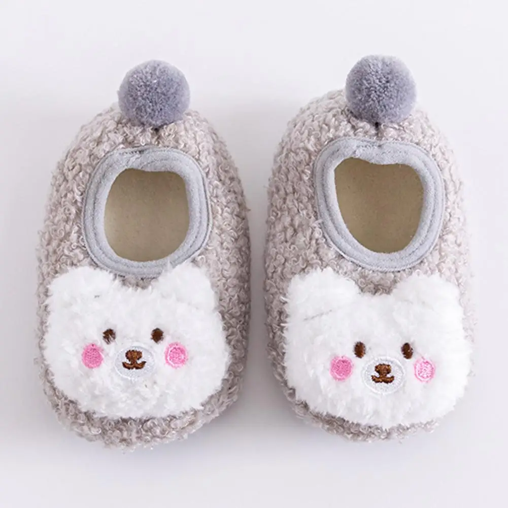 1 Pair Toddler Shoes Excellent Newborn Thickened Crib Shoes Socks Anti-slip Cartoon Pattern Infant Slippers