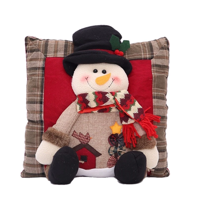 Snowman Льняная Подушка Рождественские украшения для дома подарки - Цвет: Snowman
