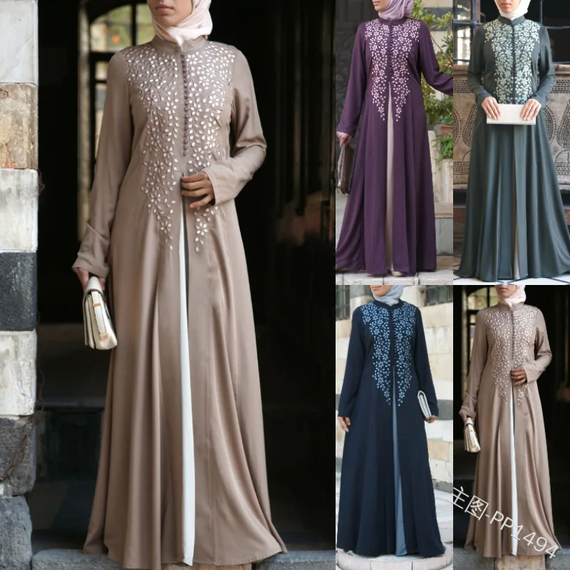 Женская абайя мусульманское платье цветочный принт размера плюс 5XL турецкий кафтан марокканский кафтан вечернее платье исламский халат Arabe Vestidos