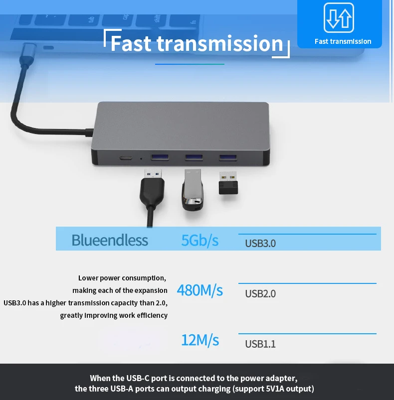 10-in-1 USB expansion dock USB3.0 SD TF HDMI VGA 3.5mm audio Ethernet interface for huawei xiaomi M