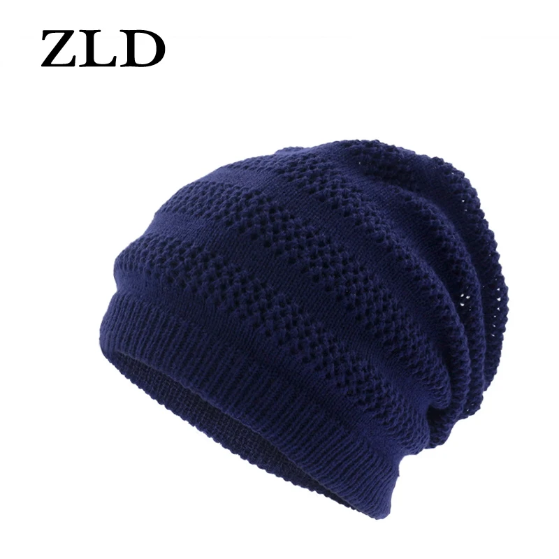 ZLD Autumn Winter Brand New Dual-use Hats Couple Solid Color Warm Fashion Beanies Skullies Hat Unisex Knitted Bonnet Wool Caps