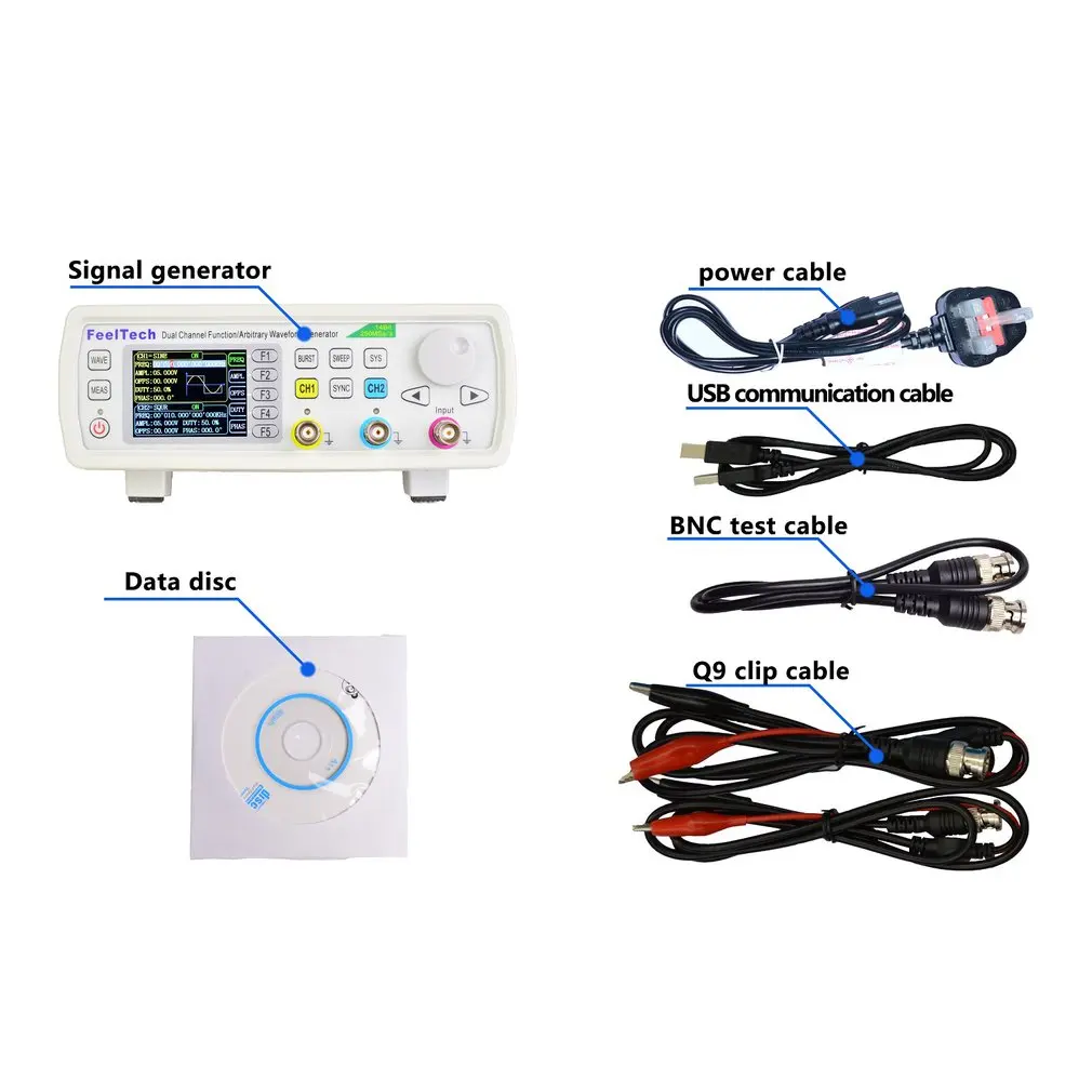 

FY6800-20/40/60M 2-Channel DDS Arbitrary Signal Generator 250MSa/s 8192*14bits Waveform Frequency Meter VCO