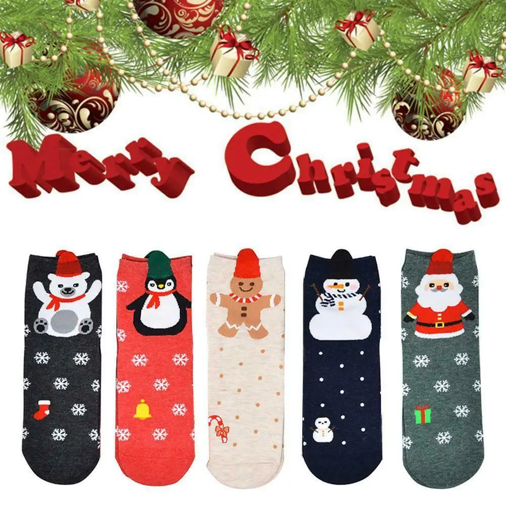 Новые рождественские носки для женщин Осень Зима Санта Клаус Олень узоры теплые носки женские носки VK-ING