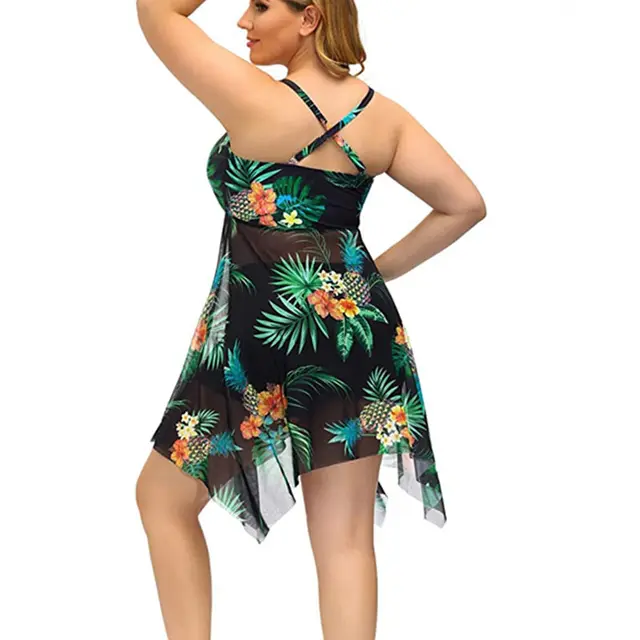 Women's Plus Size Swimsuit 2024 Stylish New Two Piece Tankini Set Mesh Beach Dress with Boyshort Swimwear Women Bathing Suits - Image 4
