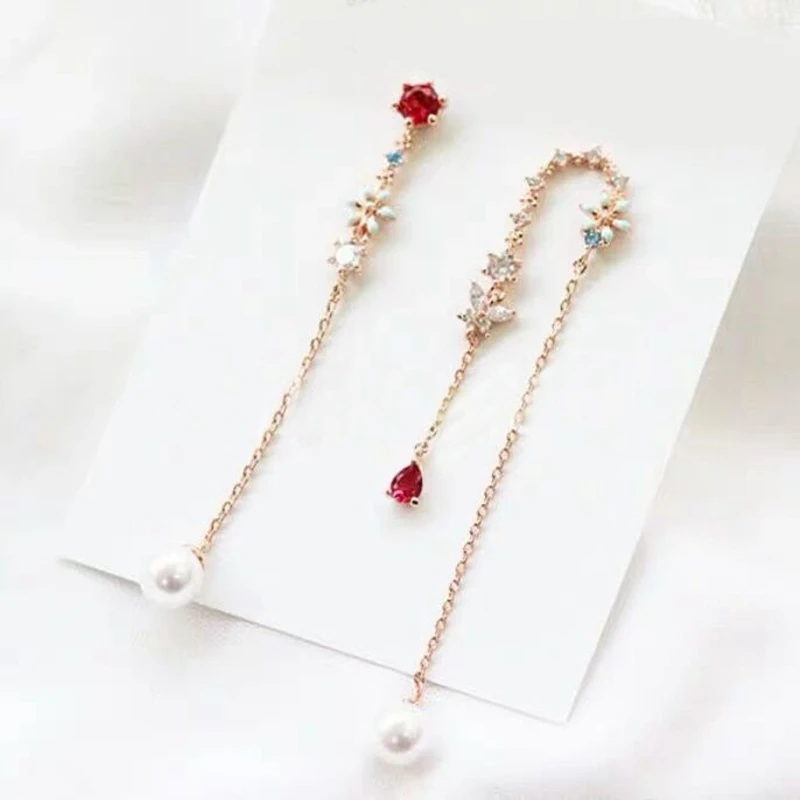 Женские асимметричные серьги капельки MENGJIQIAO новые элегантные розовые с