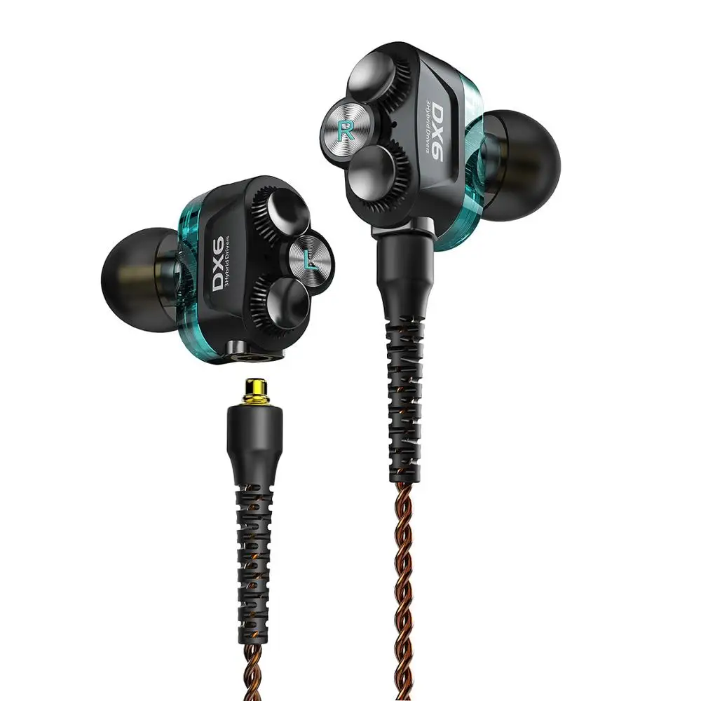 Blue Plextone DX6 bluetooth наушники три единицы 3,5 мм наушники-вкладыши спортивные стерео Бас HIFI Проводная гарнитура с MMCX кабелем для Xiaomi - Цвет: Blue