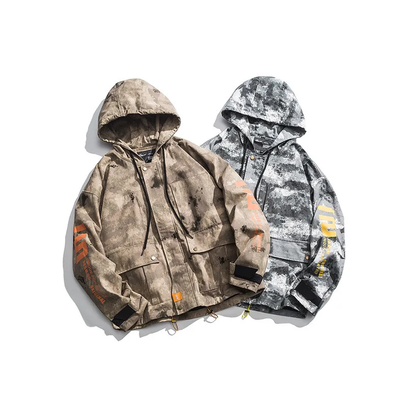

2019 New Style American-Style National Trends Camouflage Workwear Men Jacket Street Hip Hop Hooded Coat Men'S Wear Casual Tops