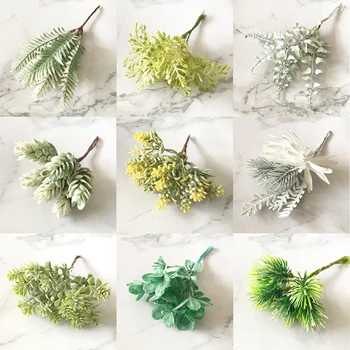 

6pcs Plastic floristics artificial plants wedding decorative flowers needlework brooch vases for home decor christmas garland