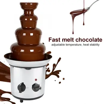 

Chocolate Fountain 4 Layers Chocolate Melt Heating Fondue Machine DIY Mini Waterfall Hotpot Stainless steel