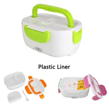 

US EU Plug Electric Lunch Box Portable Electric Heating Food Heater With Plastic Liner Rice Container for Office Car Lunch Box