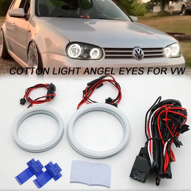 White Cotton Led Angel Eyes Headlight Kits For Vw Volkswagen Golf