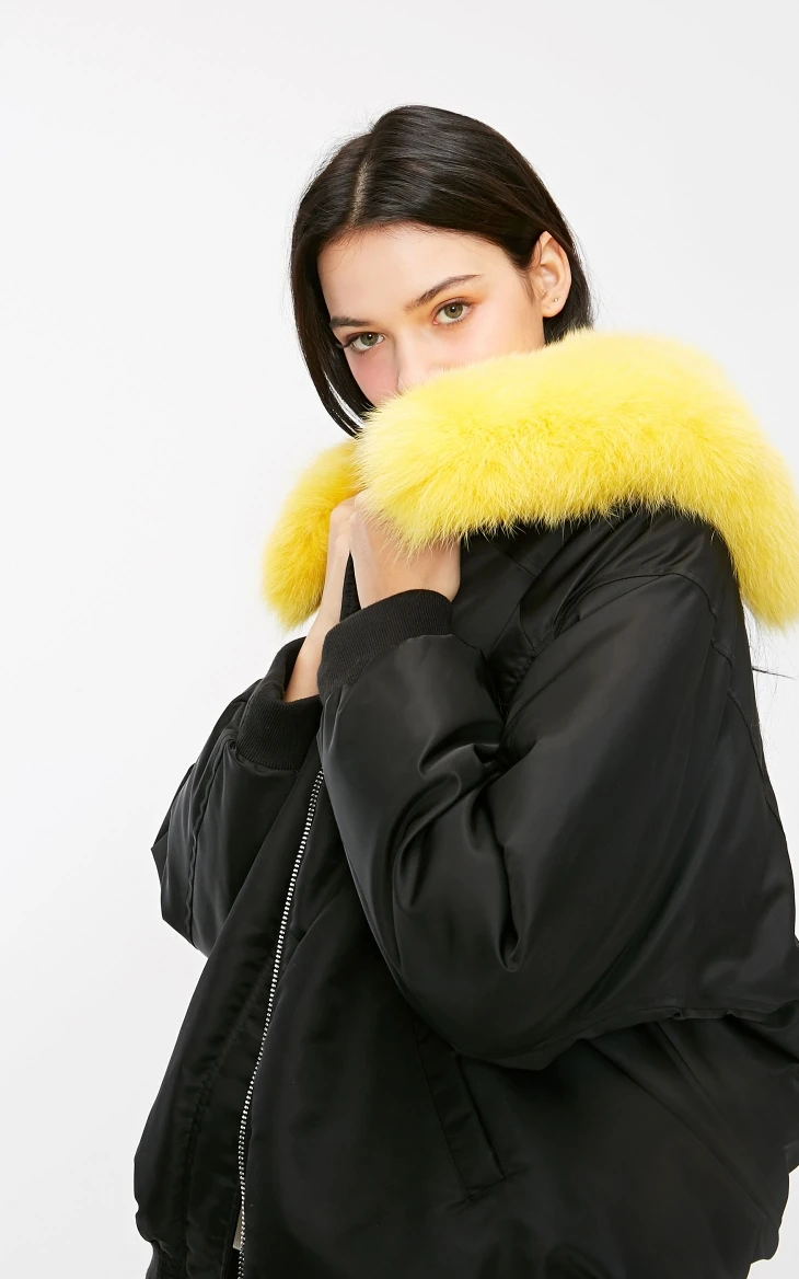 Vero Moda Женский Лисий меховой воротник с большим плечом свободный крой пуховик | 318423519