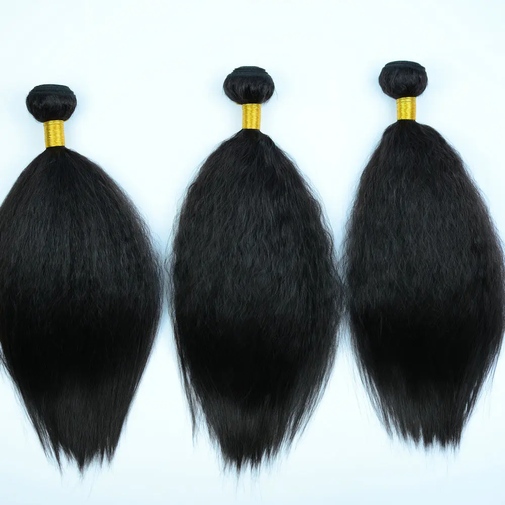 

Adorable Synthetic Kinky Straight bundles 10-26inch Heat Resistant Iron-able Woman Hair Natural Black Single 3pc Bundle American