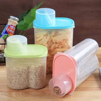 

Multi-grain Storage Tank Household Kitchen Multi-function Grain Sealed Storage Tank Transparent Barrel TankStorage Metering W2U2