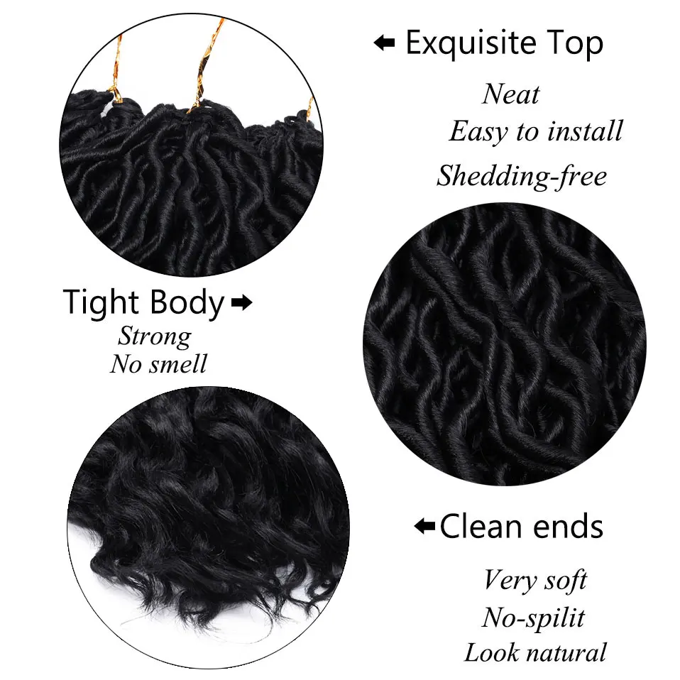 S-noilite 20 дюймов Faux locs Curly вязанные крючком волосы в богемном стиле синтетические плетеные волосы 24 пряди/шт. Вязанные косы волосы для черного цвета