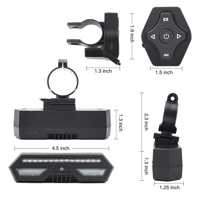 Bike Tail Light with Turn Signals,Wireless Remote Control Bicycle Tail Light,Safety Brake Lights and Warning Light,2200mAh USB R