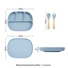 Baby Silicone Dinner Plate With Four Compartments Separated Strong Suction Cup With Silicone Cover Macaron Color Fresh BPA Free 6