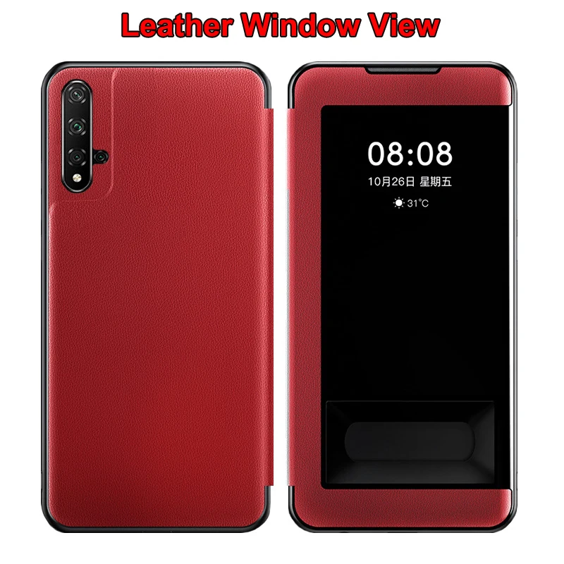 Чехол из искусственной кожи с окошком для Huawei P40 Honor 30 9A 20 Pro 20S V30 Nova 5T 4e 30i 20i 10i Lite 9X Y7