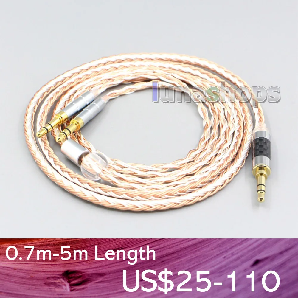 LN007008 16 Core OCC посеребренный Смешанная наушники кабель для Hifiman Sundara Ананда HE1000se HE6se
