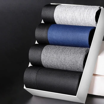 

100% Brand New 4Pcs Men's Mid-Waist Underwear Sexy Breathable Comfortable Stretch Homme Shorts High Quality Comfortable Loose