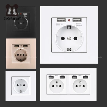 

Free Shipping USB Socket EU Standard Wall Socket Standard Grounding 16A 86mm Square Residential / General-purpose