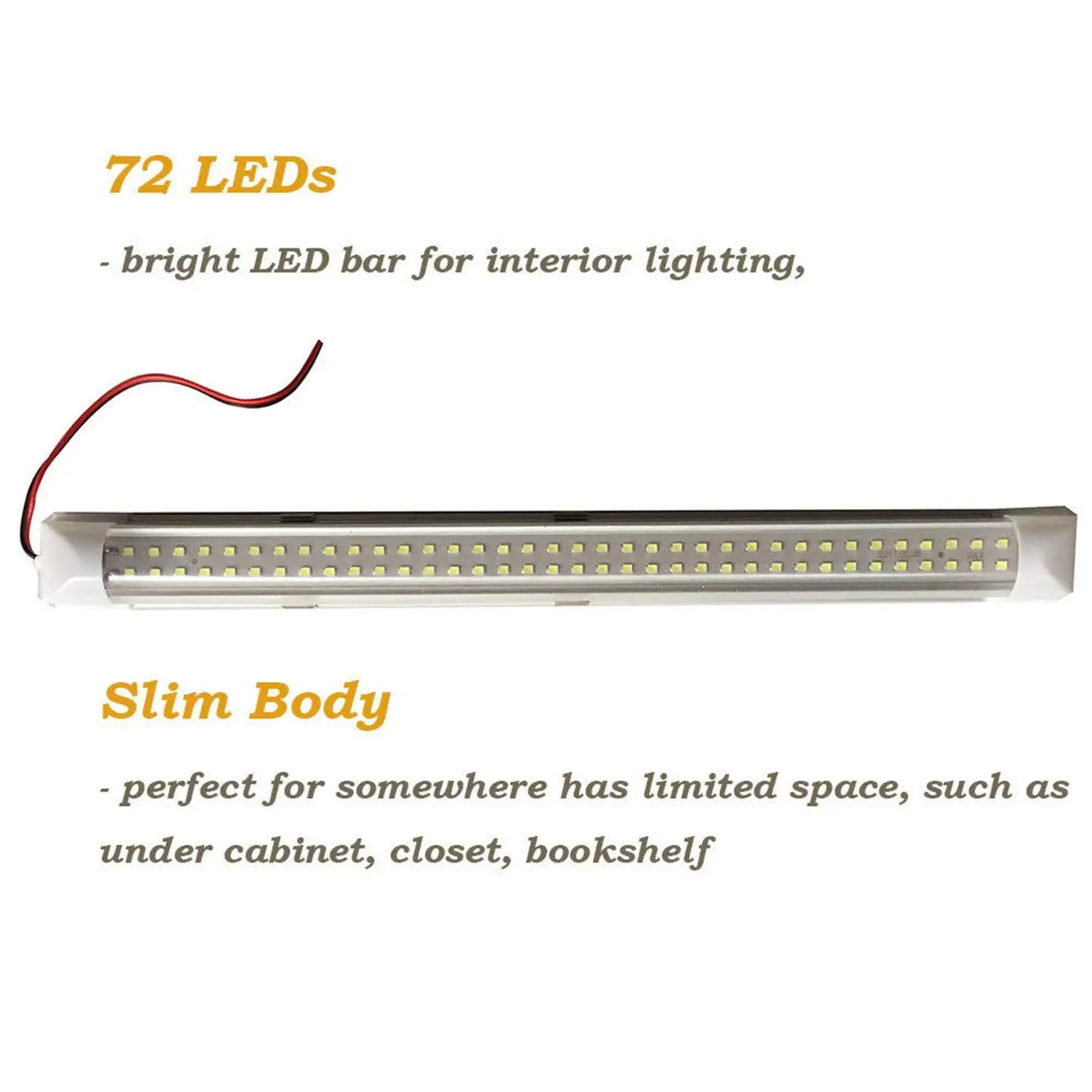 2x4,5 Вт 72LED белый автомобильный интерьерный светильник, полоса, внутренняя лампа, лампа освещения кабина, грузовик, комната, лампа с 2 наклейками, переключатель типа магнитной ленты