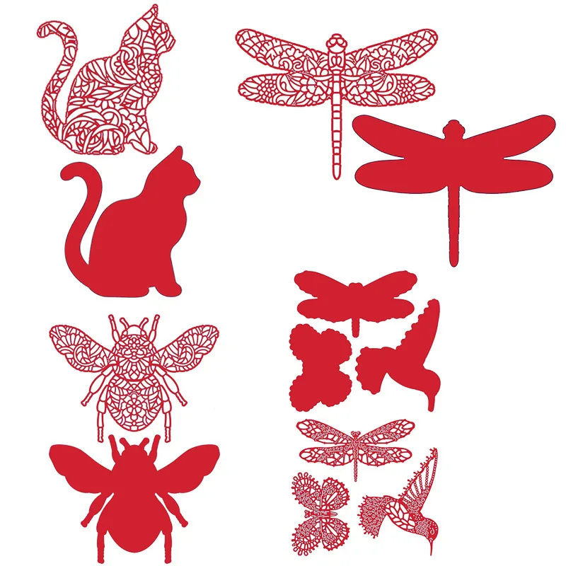 Кот пчела Стрекоза Kingfisher металлические режущие штампы трафареты для DIY бумажные карточки для скрапбукинга ремесла тиснение Новинка