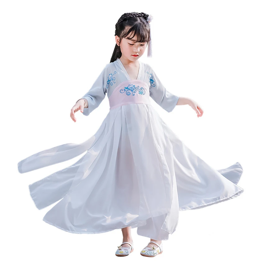 Традиционная китайская одежда Танцевальные костюмы Hanfu для девочек Праздничный