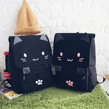 

New Korean fashion leisure backpack canvas embroidery card love Kitty backpack student bag mini backpack