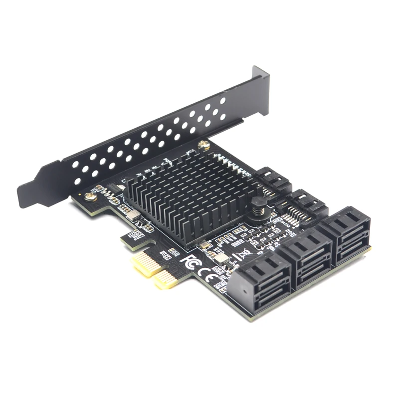 Tarjeta controladora de 8 puertos PCIE SATA III, tarjeta de expansión PCIe 2,0x1 SATA 6G con soporte de perfil bajo, compatible con Win10 PCIE 8 SATA