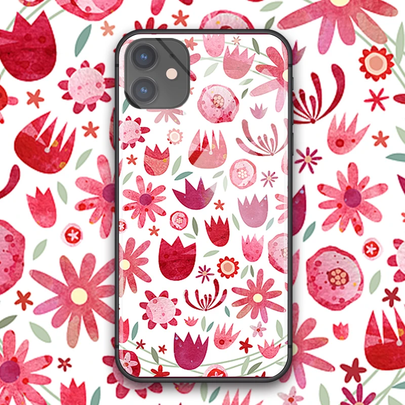 Фрукты шаблон цветы для iPhone SE 6 6s 7 8 plus x xr xs 11 12 mini Pro Max закаленное стекло чехлы