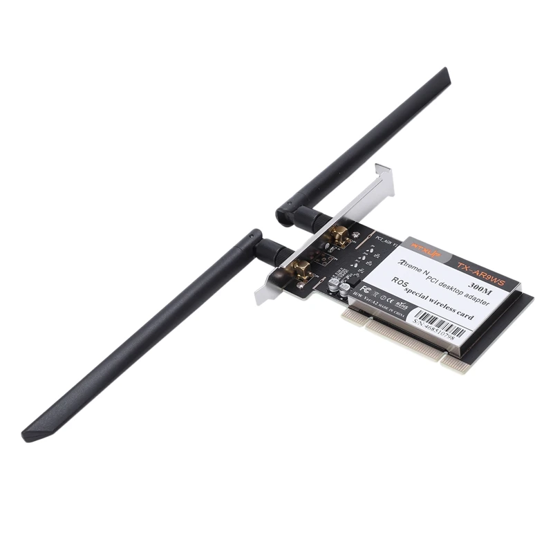 AR9220 802.11A/B/G/N 2,4 ГГц/5 ГГц 300 Мбит/с Настольный PCI WiFi адаптер Беспроводная сетевая карта для ROS/Windows 7/8/10
