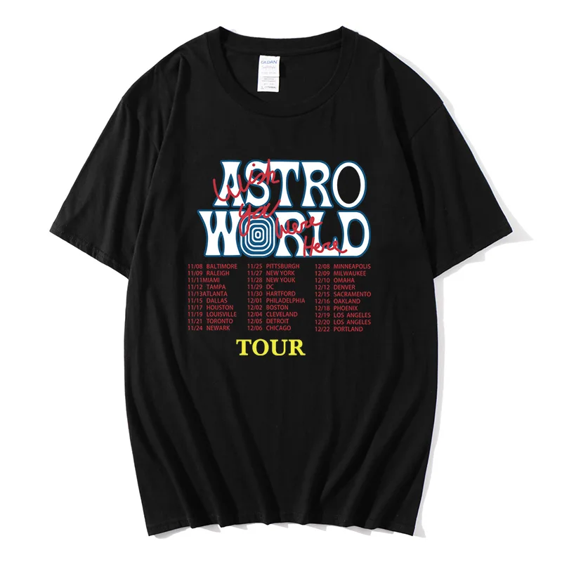 Мужская и женская футболка Трэвиса Скотта AstroWorld Tour большого размера с принтом