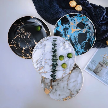 

8 or 10 inch marble ceramic Plate dinner set dish porcelain dessert plate wholesale dinnerware cake plate snack plate