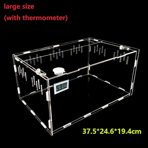Reptile Tank Insect Spiders Tortoise Lizard Acrylic Transparent Breeding Box Vivarium Lid Reptile Pet Product Terrarium 2020 New With Temperature  L