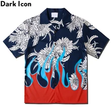 Dark Icon Flame Hawaiian Shirt Men 2020 Summer Vintage Street Men's Shirt Streetwear Clothing