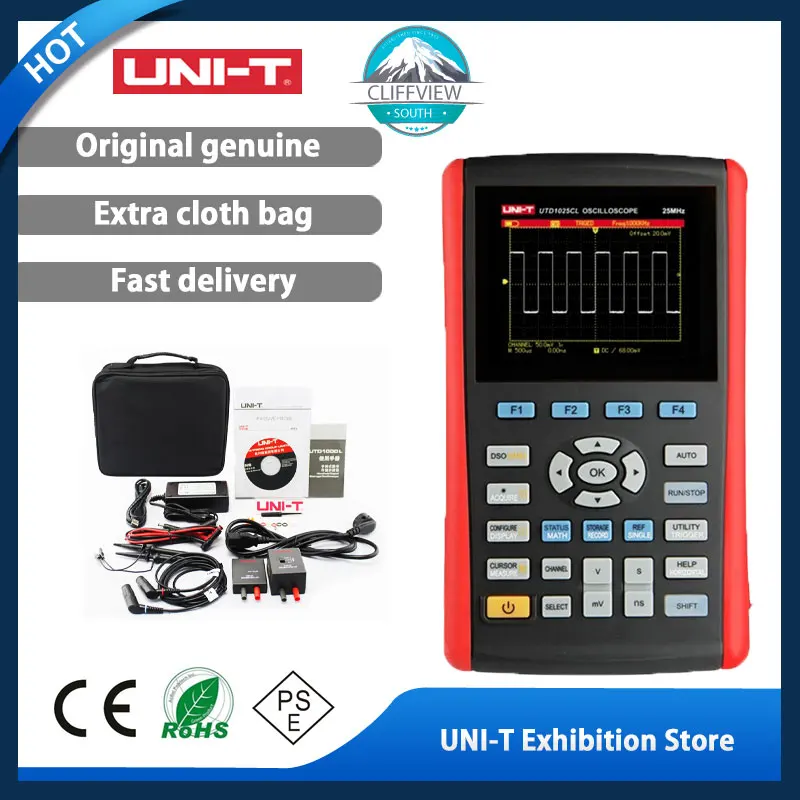 Ручной цифровой осциллограф UNI-T UTD1025CL 3 5 дюйма с ЖК-дисплеем 25 МГц мини-USB 1 канал |