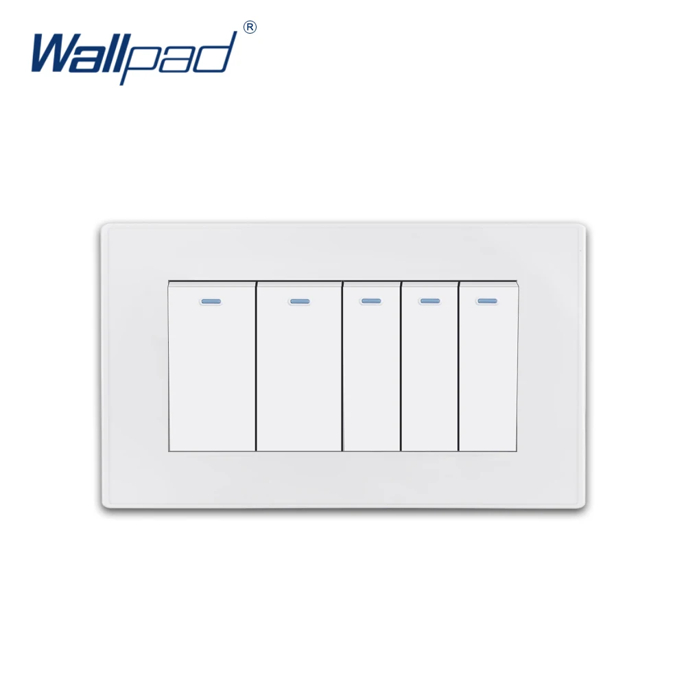 5 банд сброс моментальный контакт Wallpad Роскошный белый ПК настенный светильник переключатель; кулисный переключатель 16A AC110~ 250V