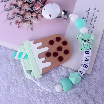 

Handmade Free Silicone Wood Pacifier Clips Safe Teething Chain Baby Teether Eco-friendly Dummy Clips For Baby, Baby Shower Gift