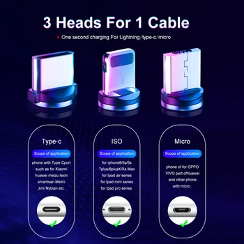 

Drop shipping Magnet charger Type C Mirco lighting cable USB rechargeable all plug support phone charger magnet