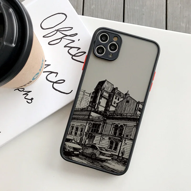 Architectural Black Lines Artistic Phone Case - Stylish Back Building Cover