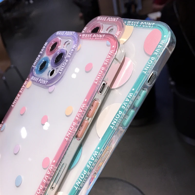 13 pro max cases Colorful Cute Wave Poin Clear Phone Case For iPhone 13 Pro MAX 12 11 X XS XR 7 8 Plus Fashion Transparent Soft Shockproof Cover best iphone 13 pro max case