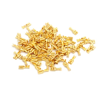 

100pcs/LOT Gold Brass Car Speaker Electric Wire Connectors Set Female Crimp Terminal Connector 4.8mm/6.3mm
